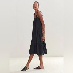 JENNI KAYNE SEERSUCKER SUMMER DRESS IN BLACK SIZE XS